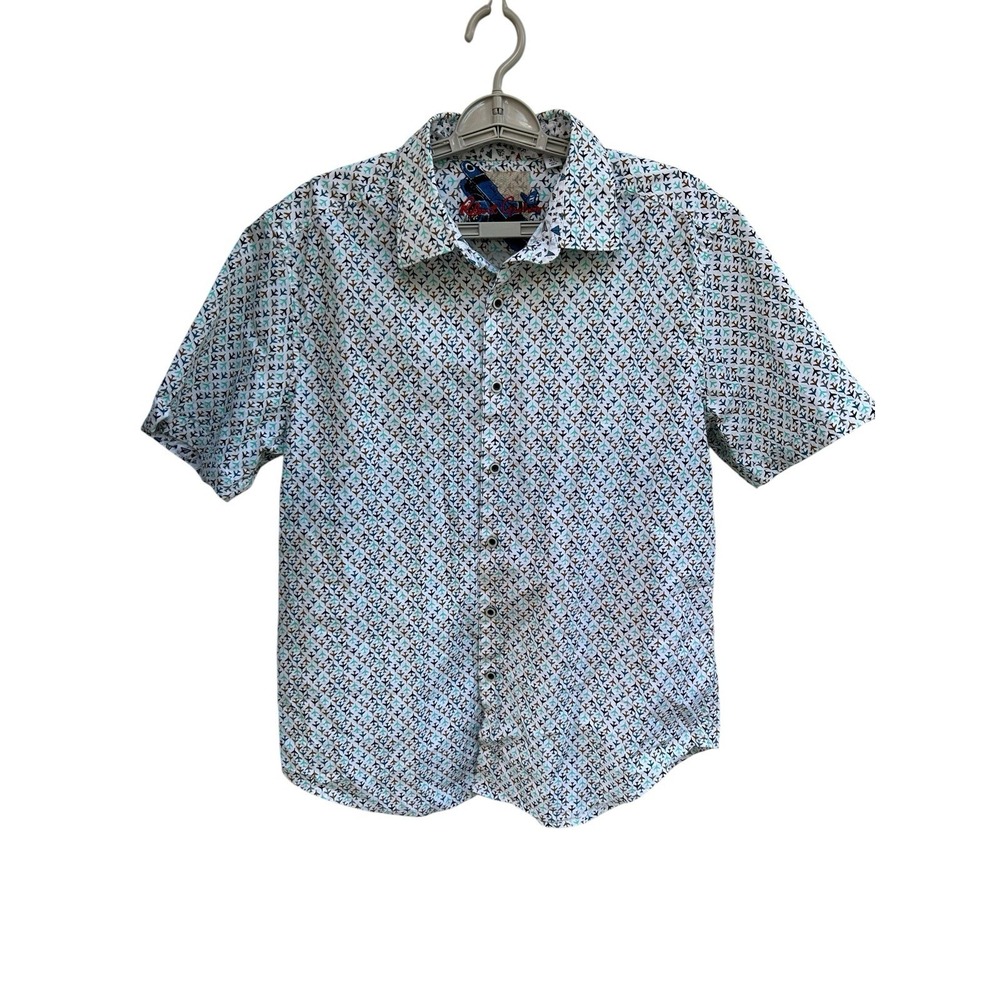 Robert Graham Classic Fit Shirt Mens XL White Short Sleeve Airplanes Print EUC